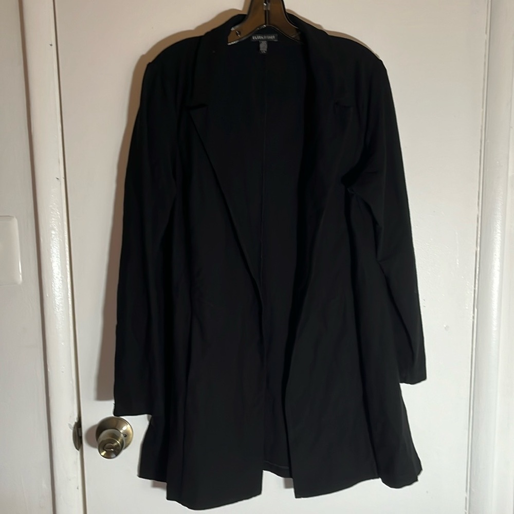 Eileen Fisher Large Viscose Nylon Blend Open Front Long Blazer/Jacket